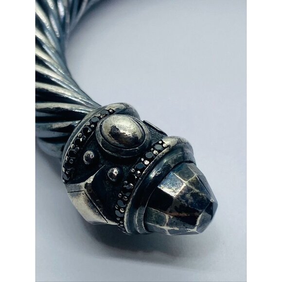 DAVID YURMAN DARKENED BLACKENED STERLING SILVER RENAISSANCE 10MM CUFF DIAMONDS - Picture 6 of 12